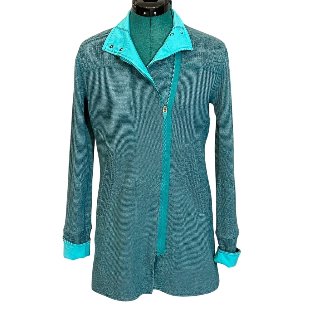 Title Nine Sweater Jacket Swacket‎ Asymmetric Zip Jacket Teal 470939 Small